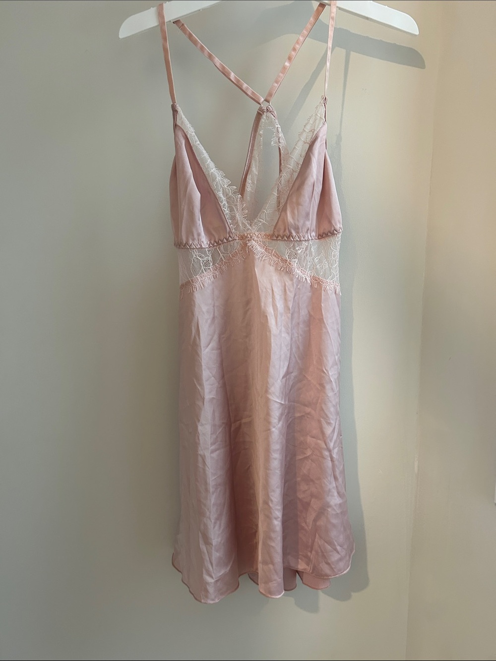 Silky Lace-Trim Slip Dress - Light Pink